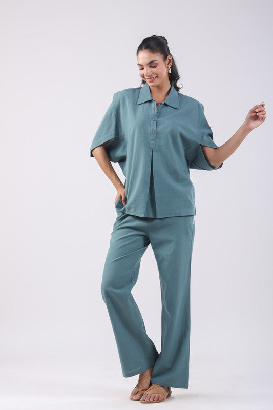 Serene Teal Cotton Flex Co-ord Set