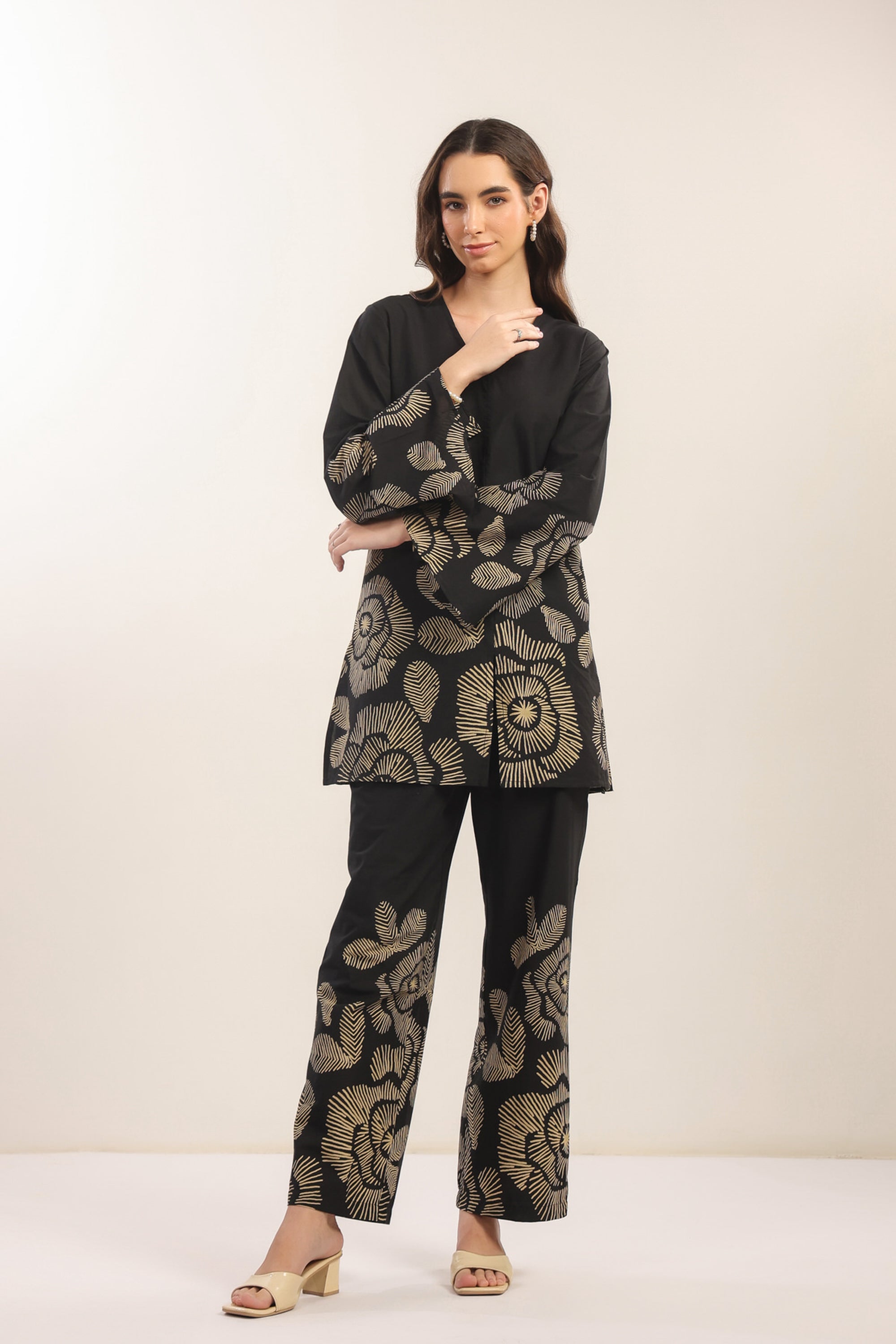 Bold Botanica Black Cotton Co-ord Set