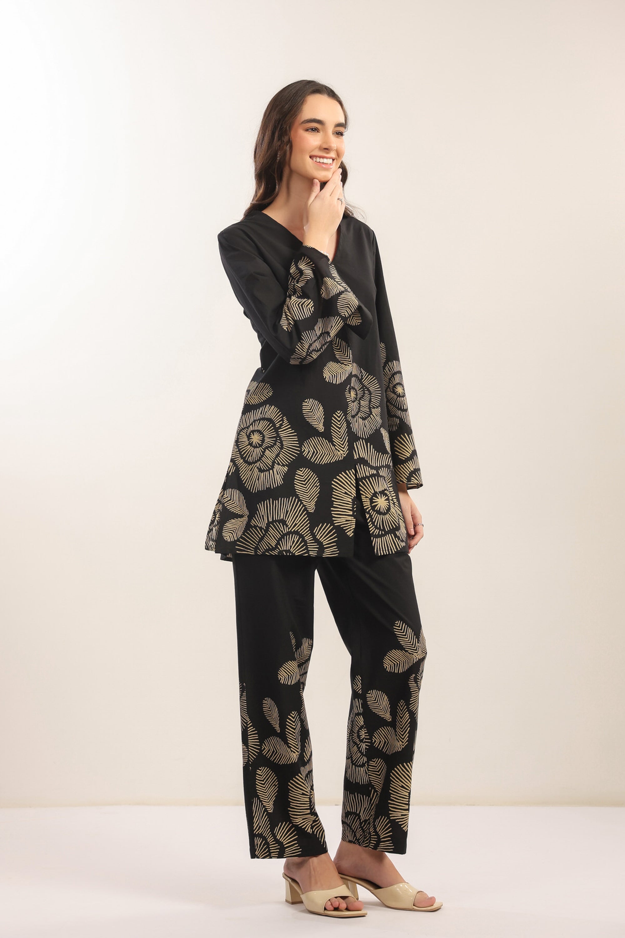 Bold Botanica Black Cotton Co-ord Set