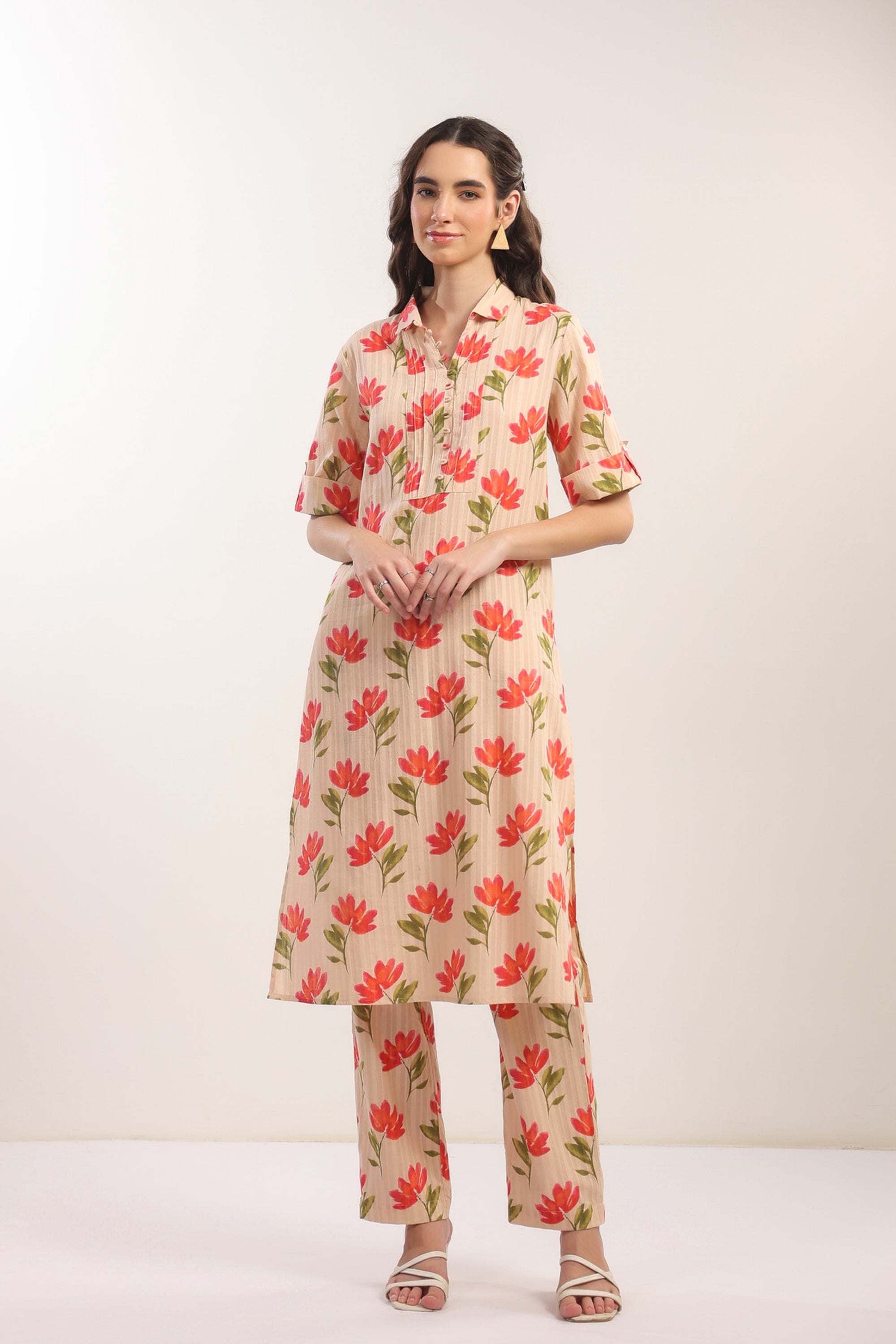 Apricot Petals Cotton Co-ord Set