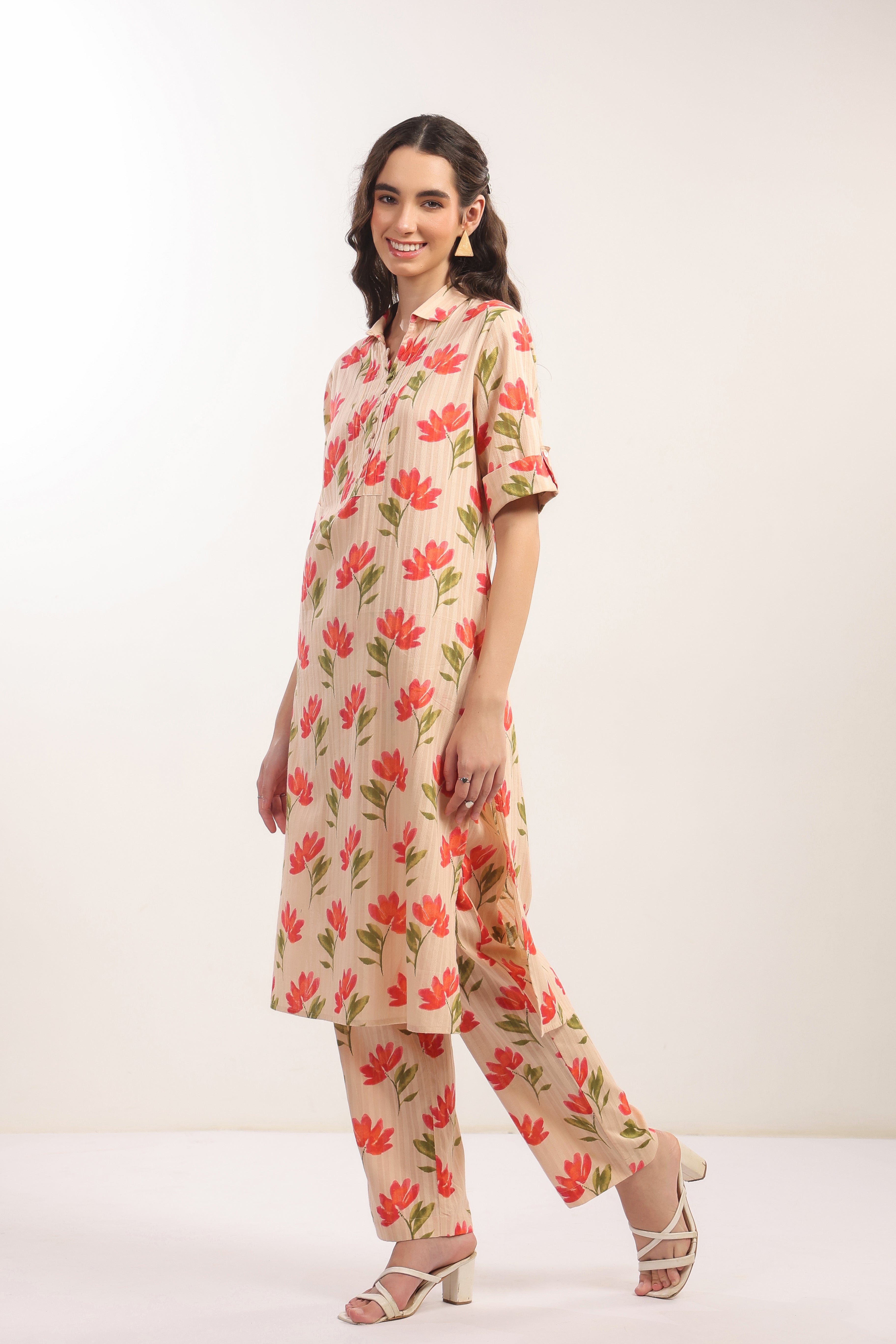 Apricot Petals Cotton Co-ord Set