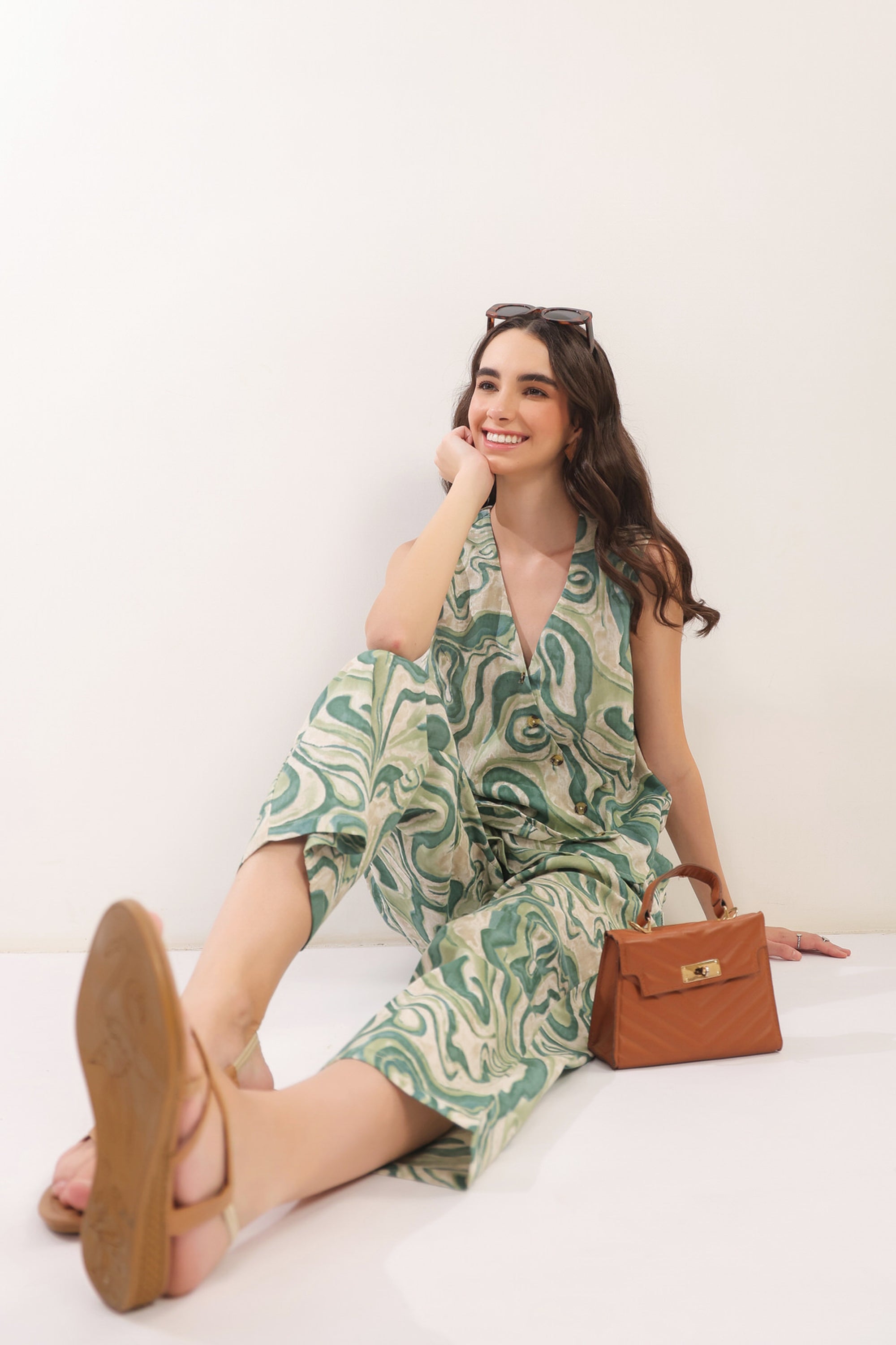 Verdant Echo Vest Cotton flex Co-ord Set