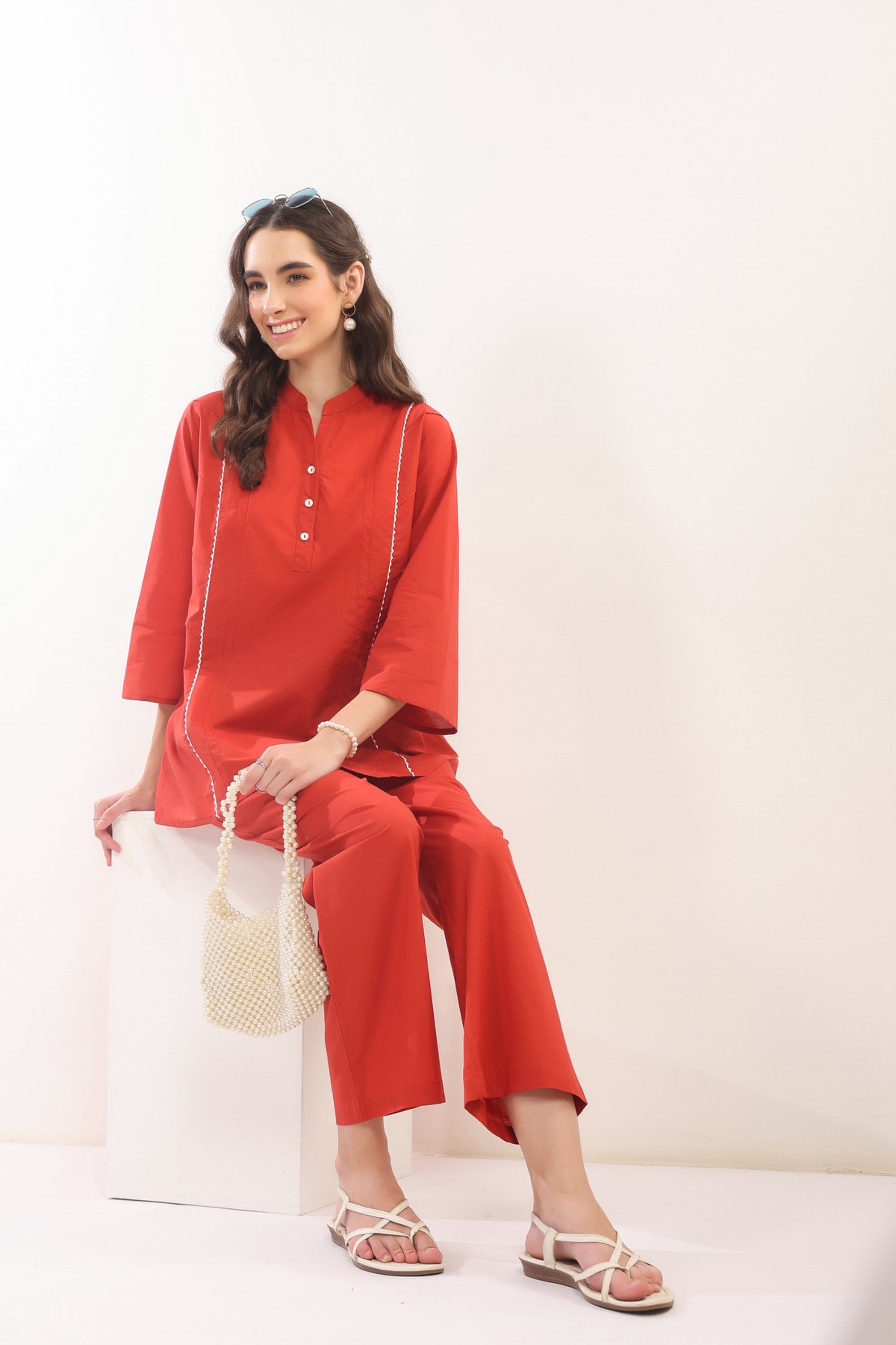 Rust Minimalist Cotton Co-ord Set