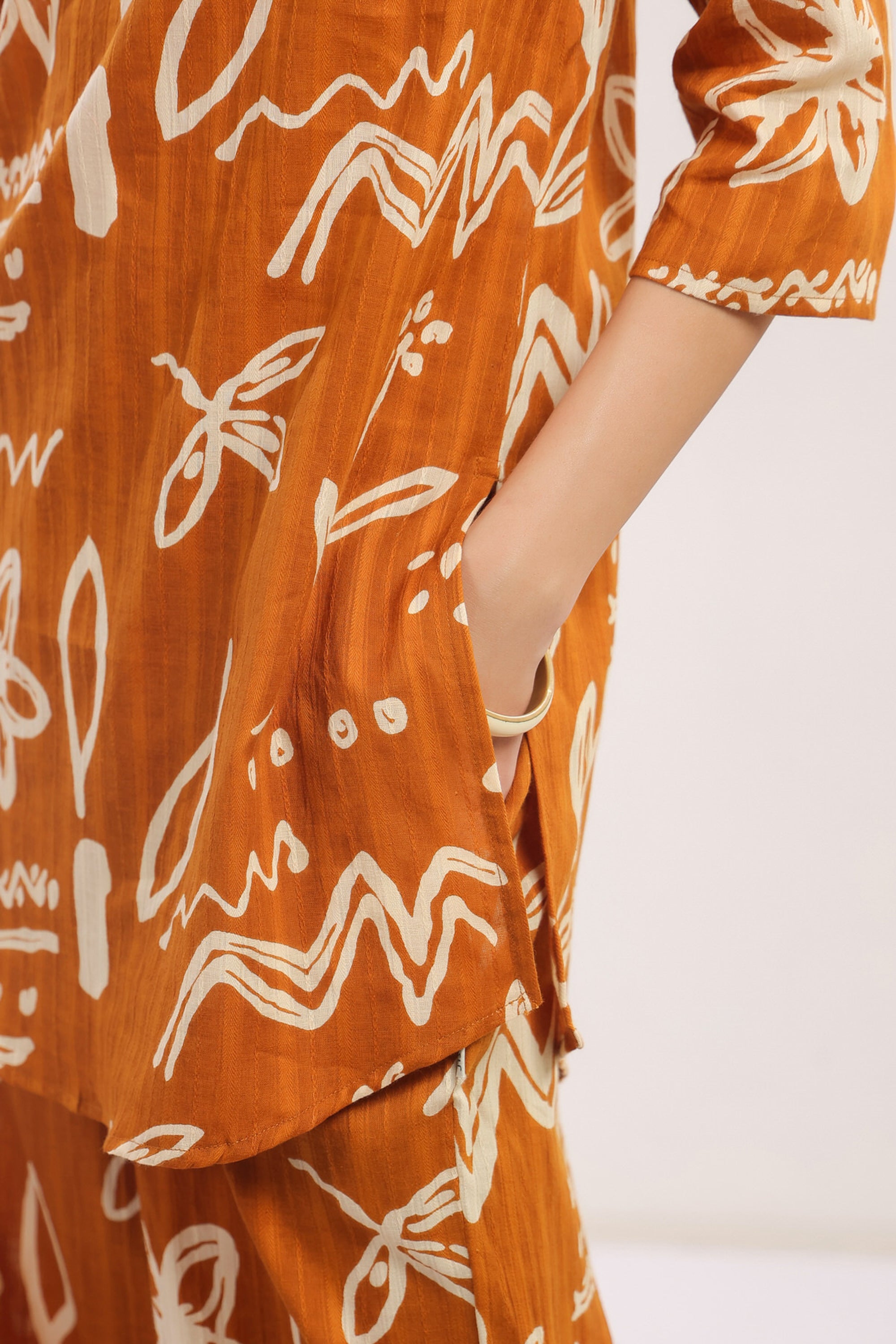 Mustard Tribal Floral Cotton Co-ord Set