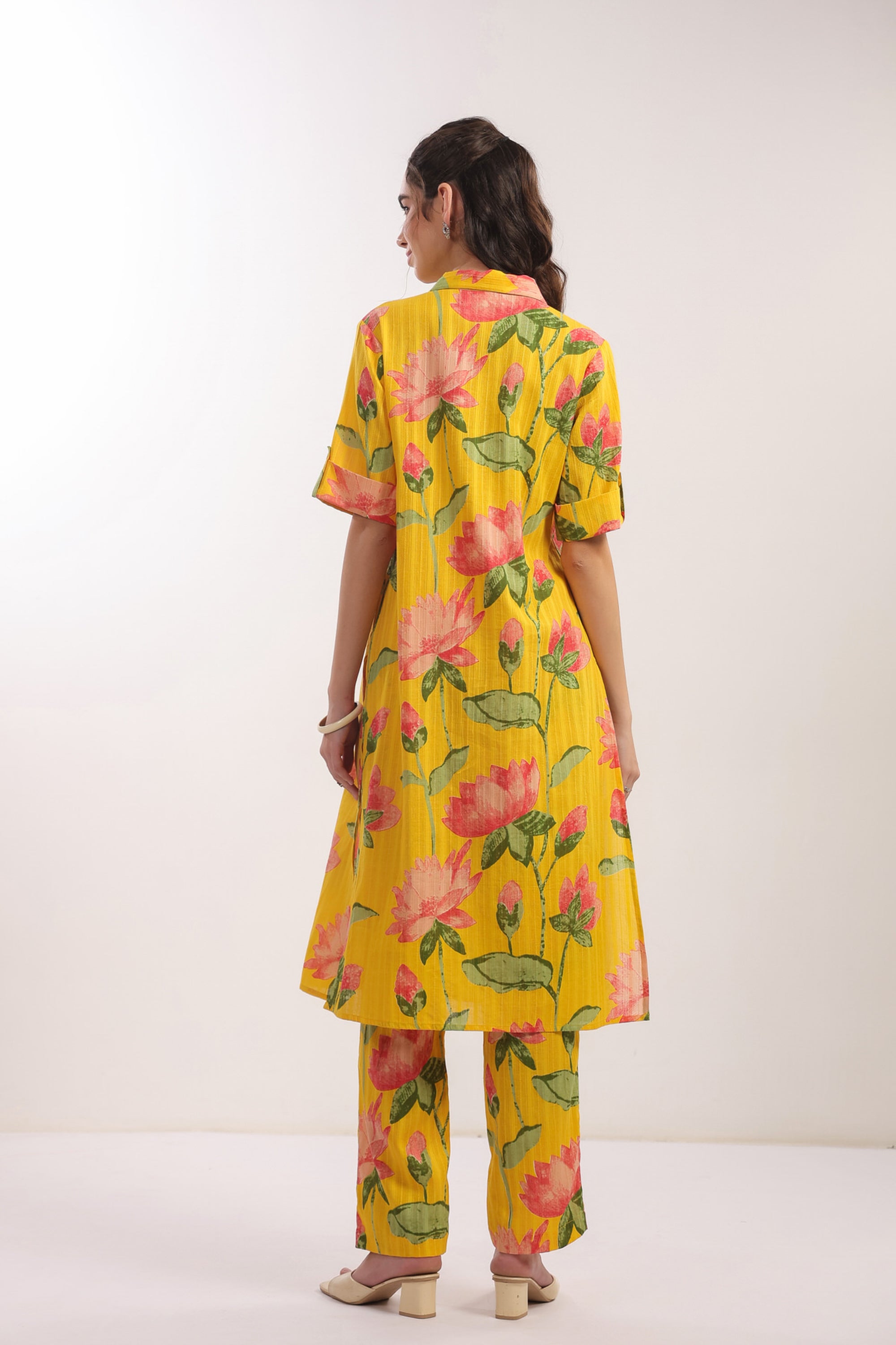 Sunshine Bloom Yellow Cotton Printed Co-ord Set