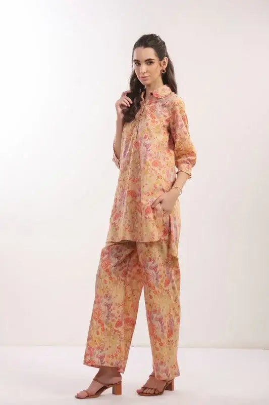 Tangerine Bloom Cotton Co-ord Set