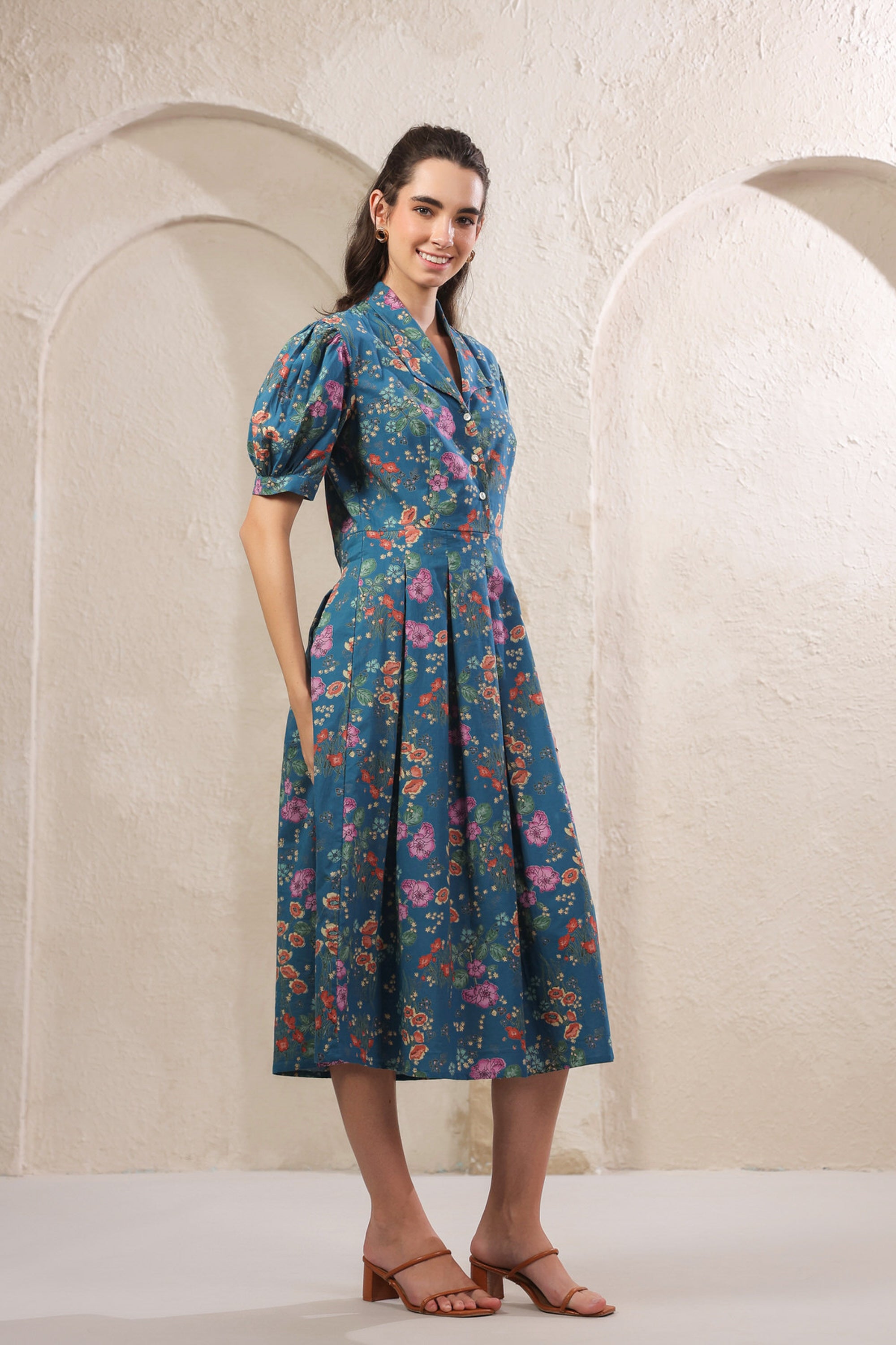 Bloom Mosaic Blue Cotton Dress