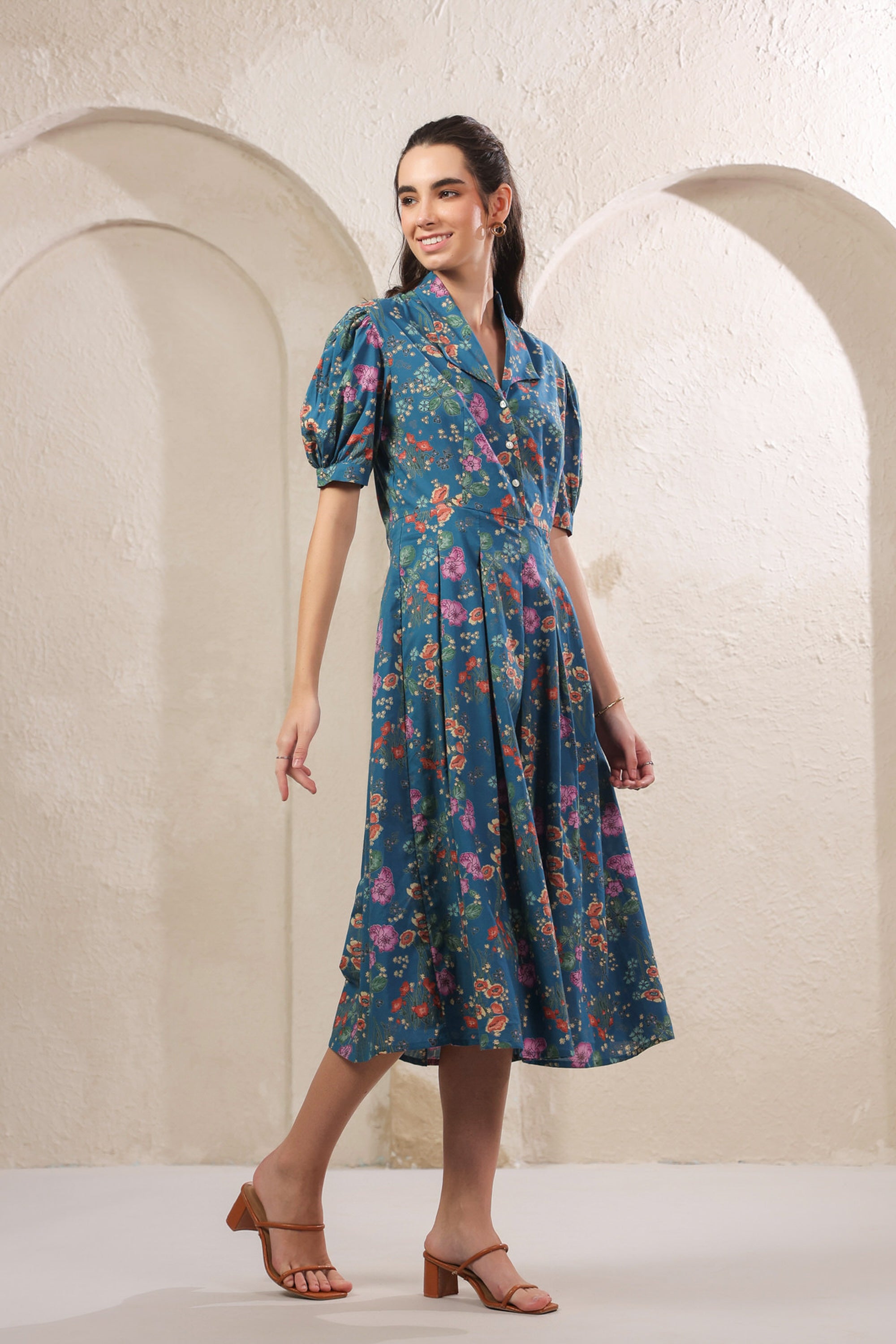 Bloom Mosaic Blue Cotton Dress