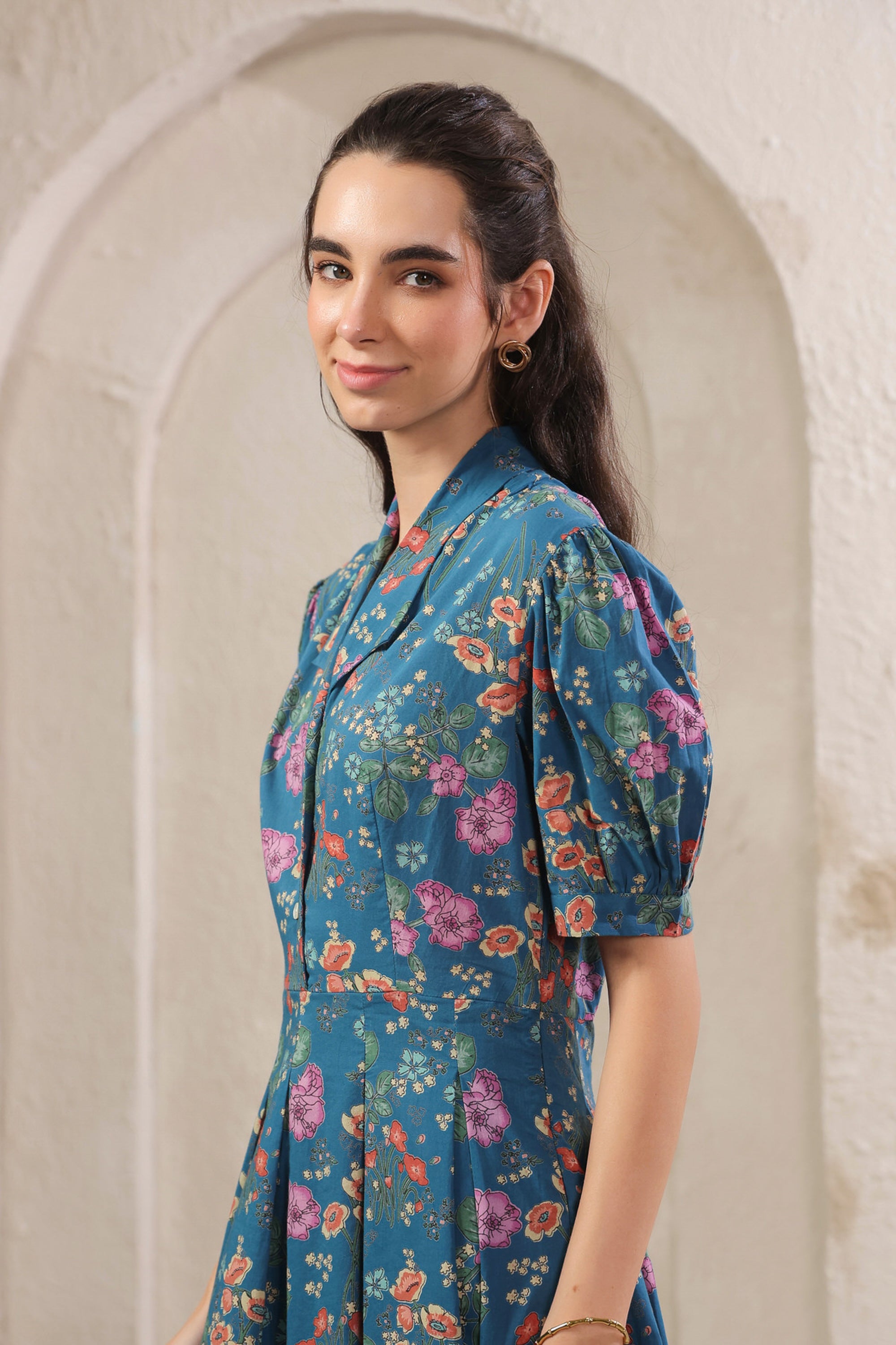 Bloom Mosaic Blue Cotton Dress