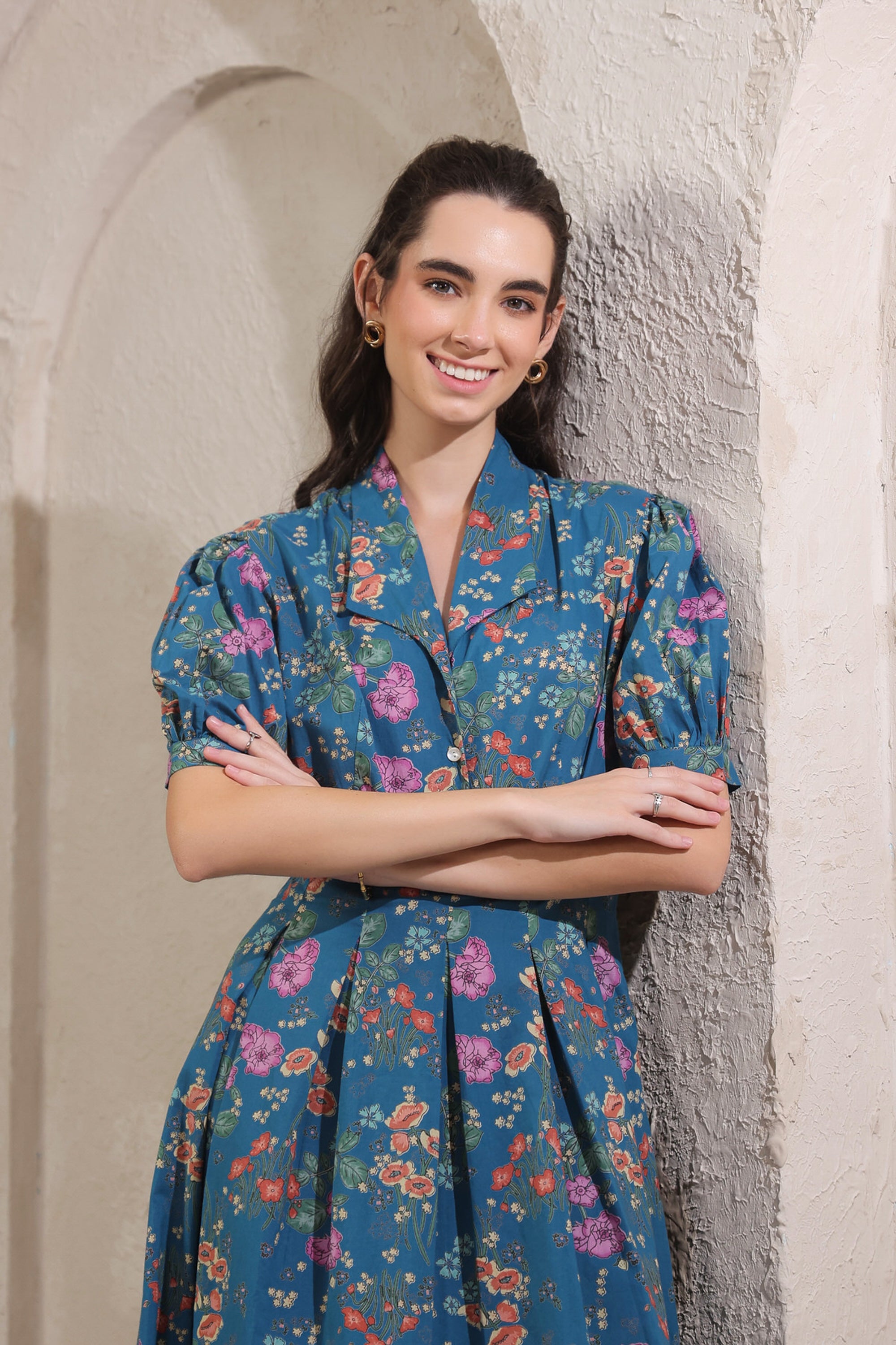 Bloom Mosaic Blue Cotton Dress