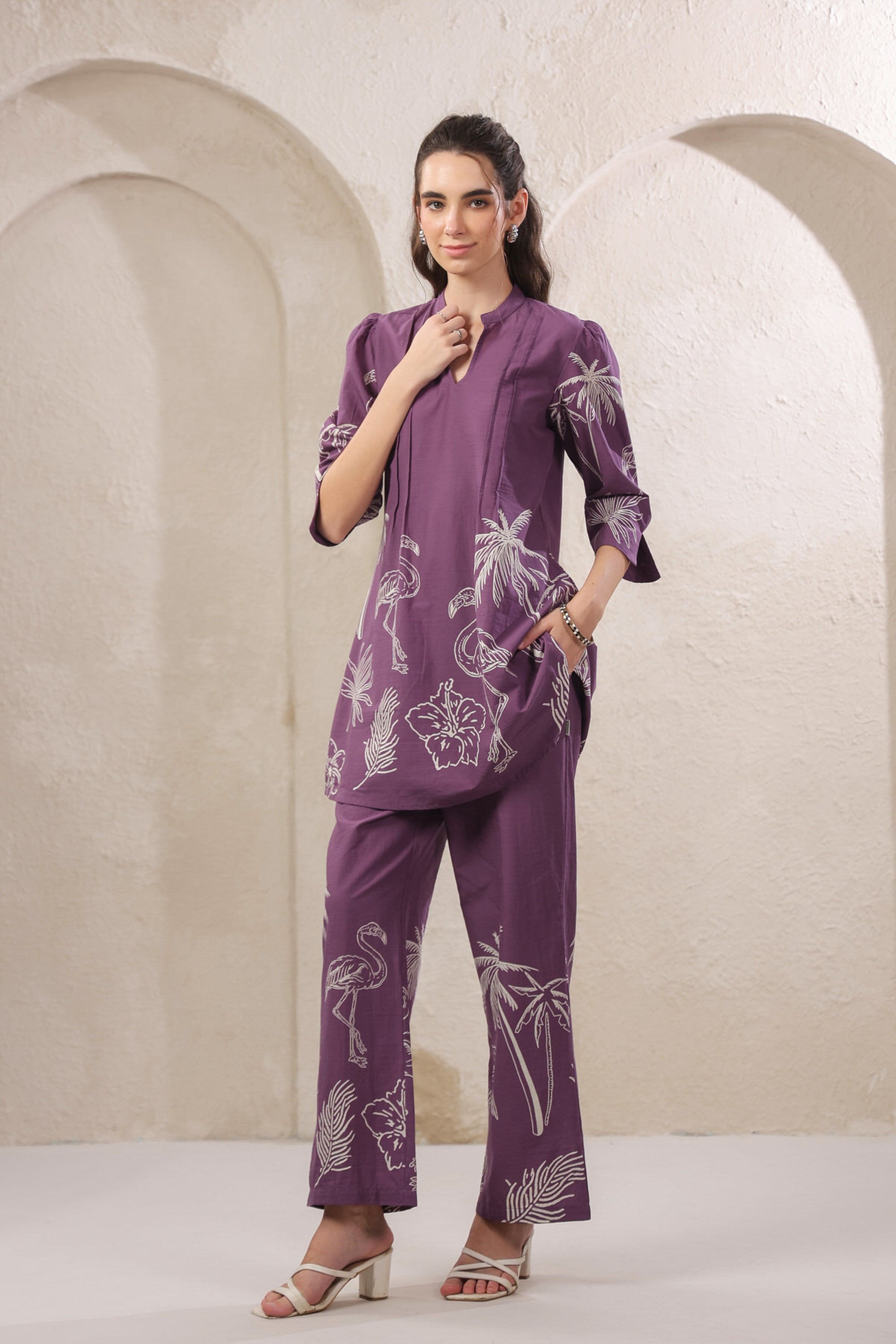 Wild Mauve Printed Cotton Co-ord Set