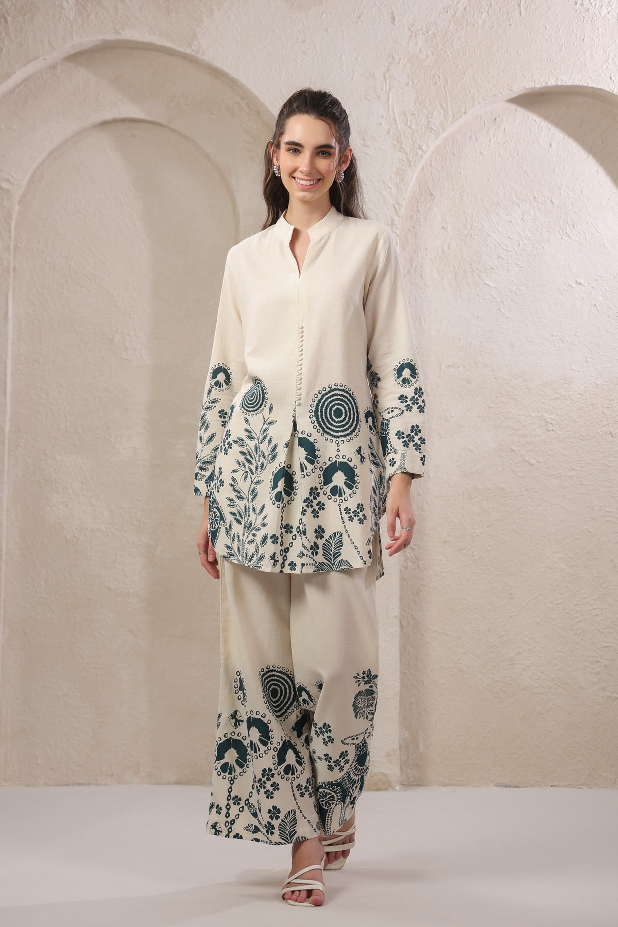 Seashell Bloom Blue Cotton Flex Co-ord Set