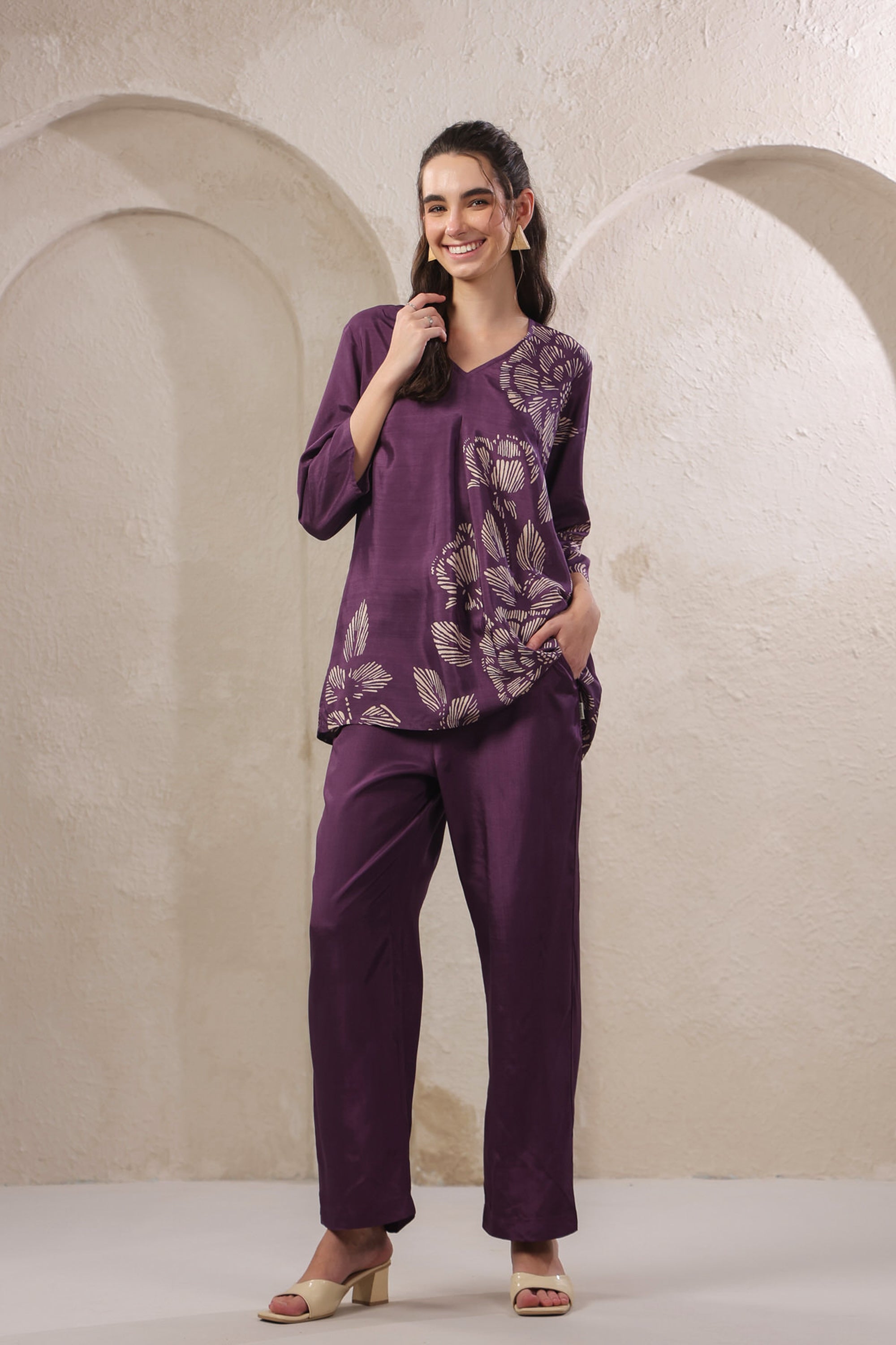 Violet Veil Russian Silk Co-ord Set