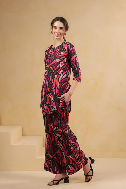 Wine Wild Swirl Multicoloured Cotton Co-ord Set