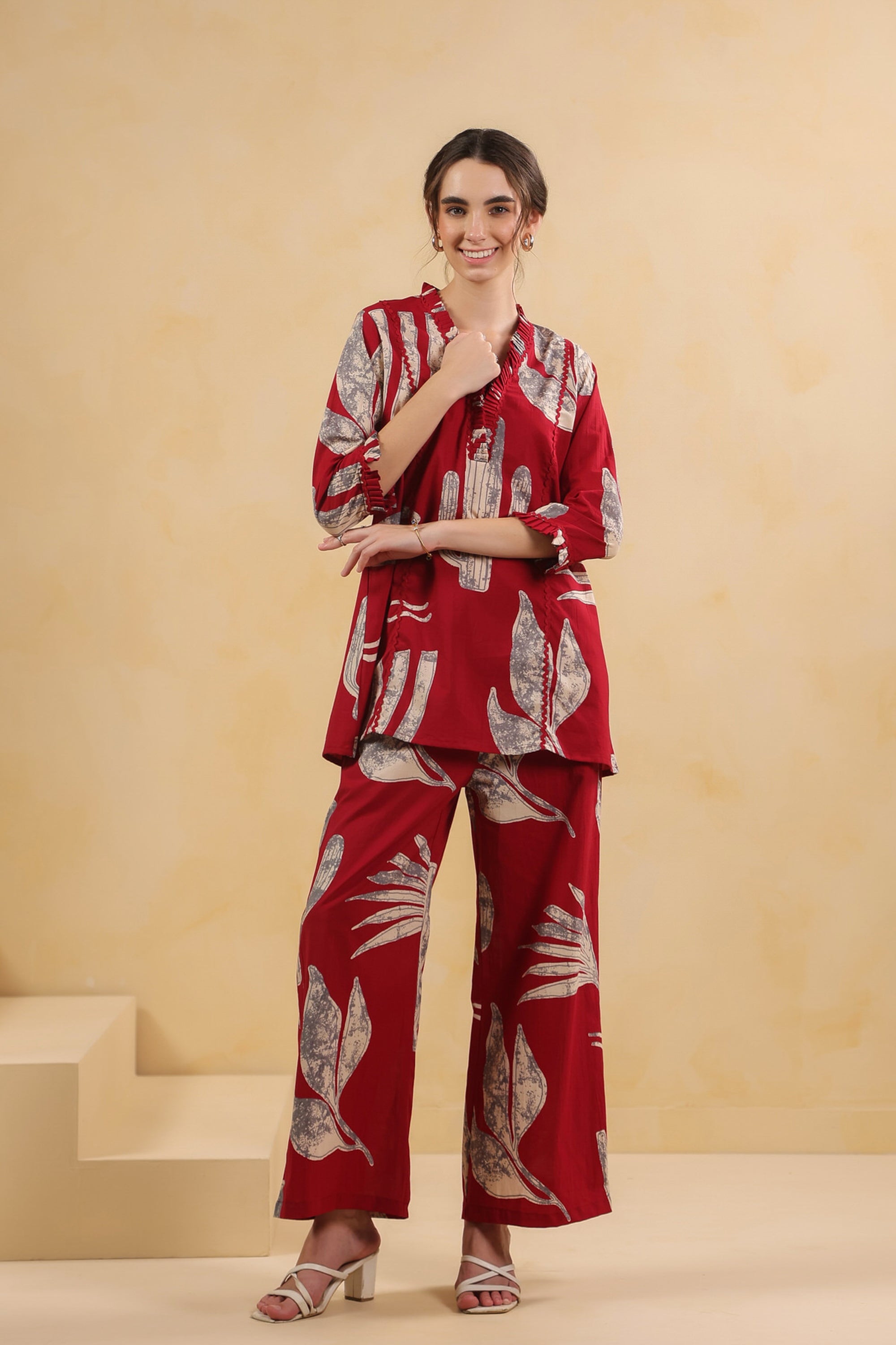 Savanna Red Cactus Cotton Co-ord Set
