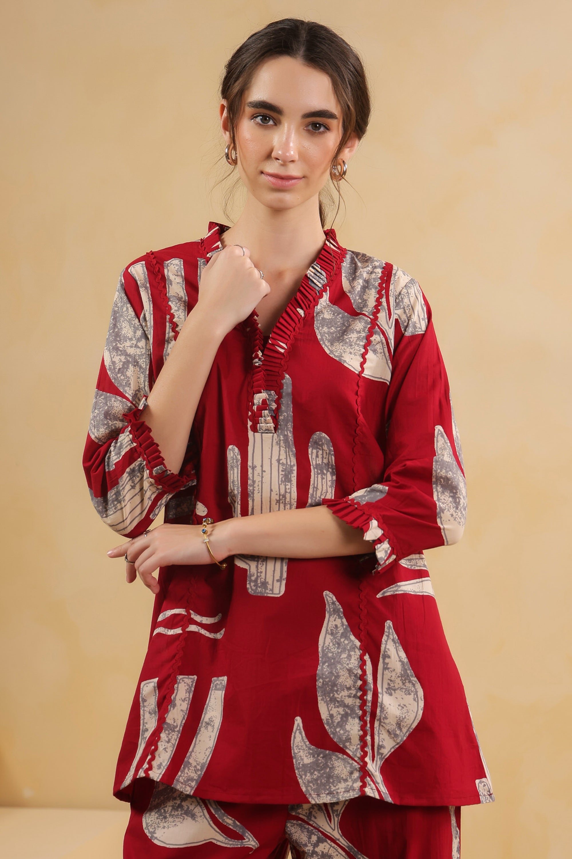 Savanna Red Cactus Cotton Co-ord Set