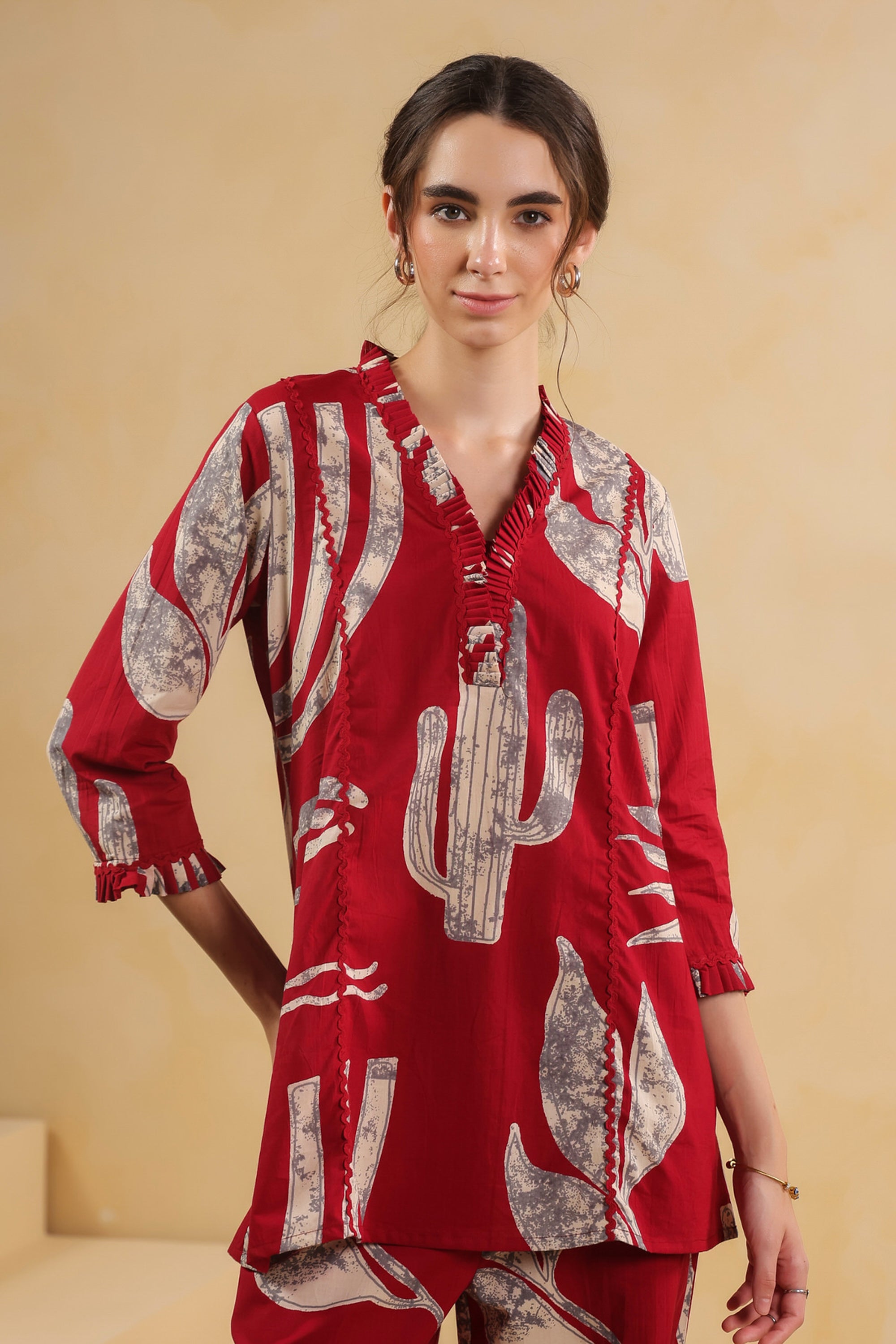 Savanna Red Cactus Cotton Co-ord Set