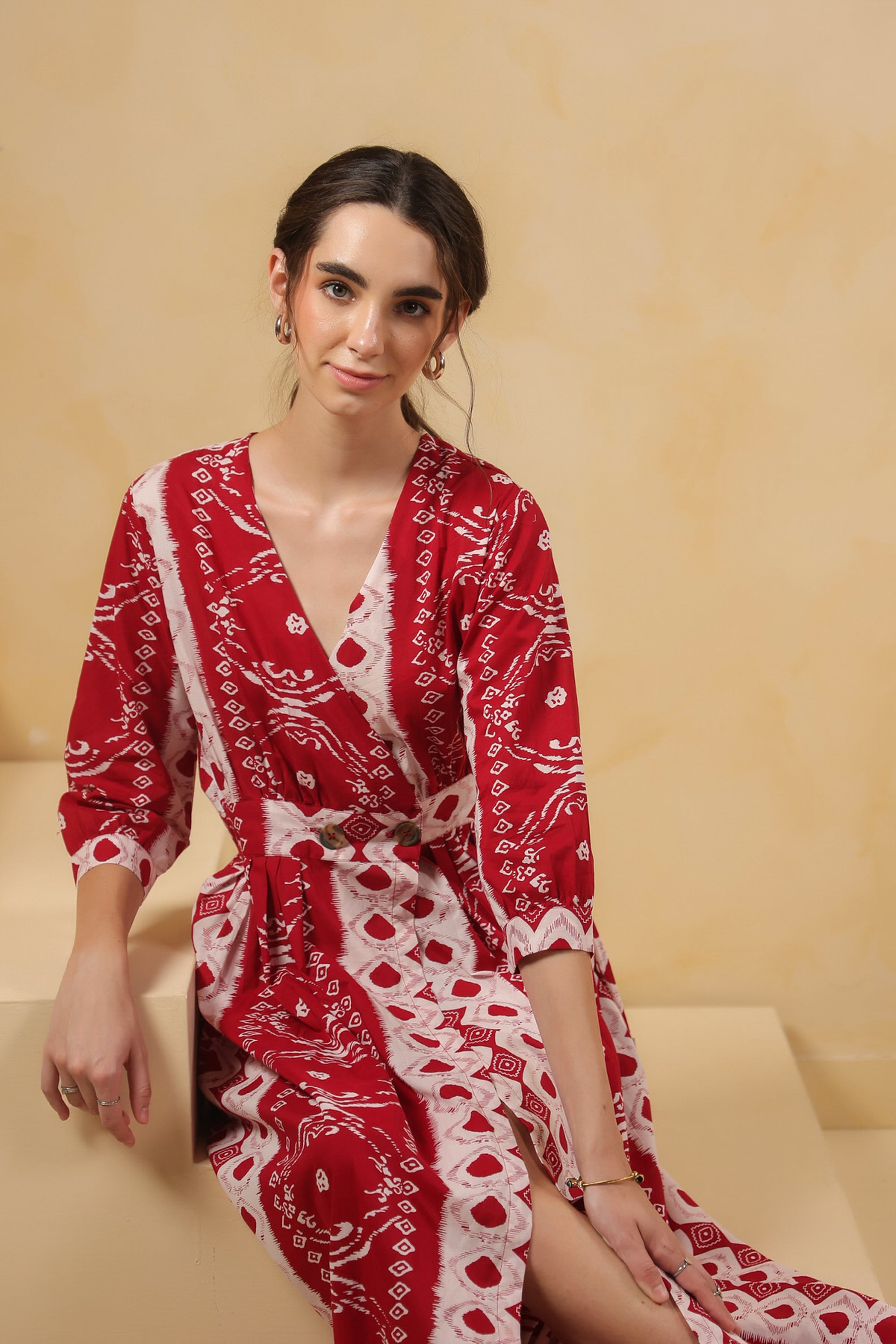 Scarlet Red Vintage Cotton Dress