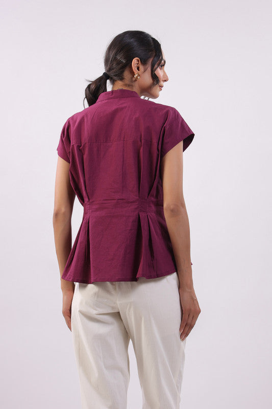 Plum Aura Peplum Cotton Top