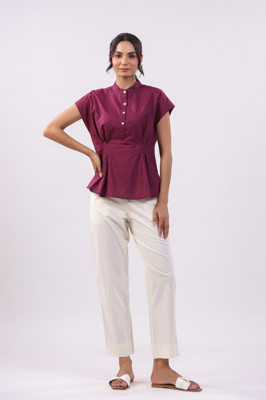 Plum Aura Peplum Cotton Top