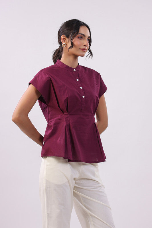 Plum Aura Peplum Cotton Top