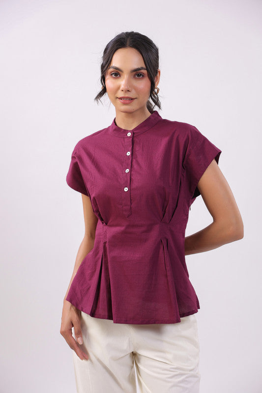 Plum Aura Peplum Cotton Top