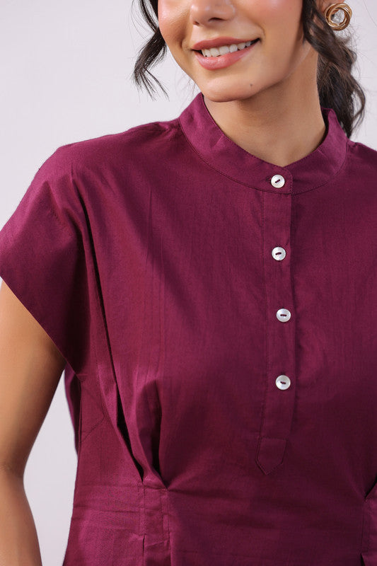 Plum Aura Peplum Cotton Top