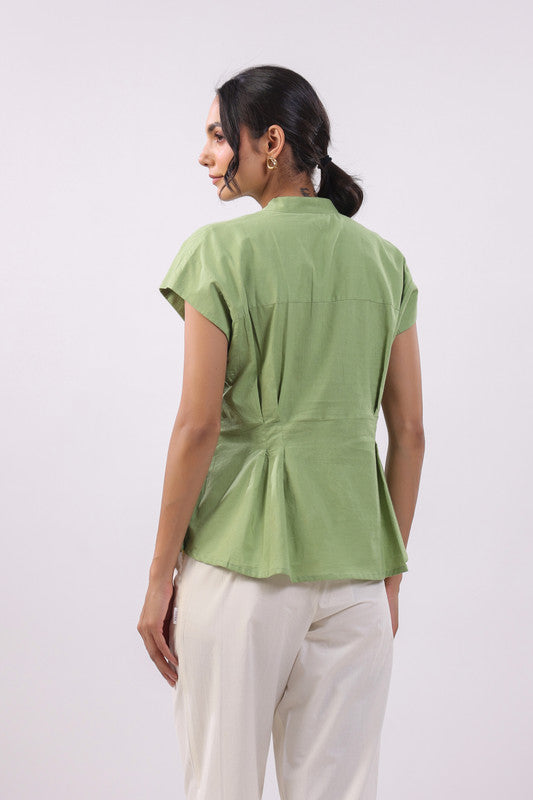 Sage Charm Peplum Cotton Top