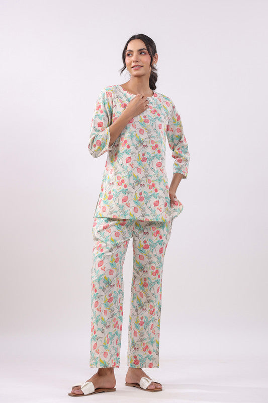 Pastel Bloom Cotton Flex Loungewear Top Set