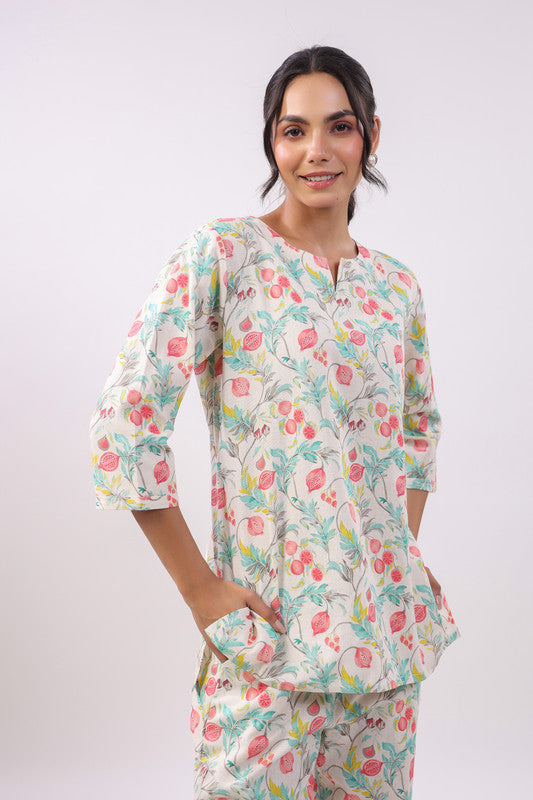 Pastel Bloom Cotton Flex Loungewear Top Set