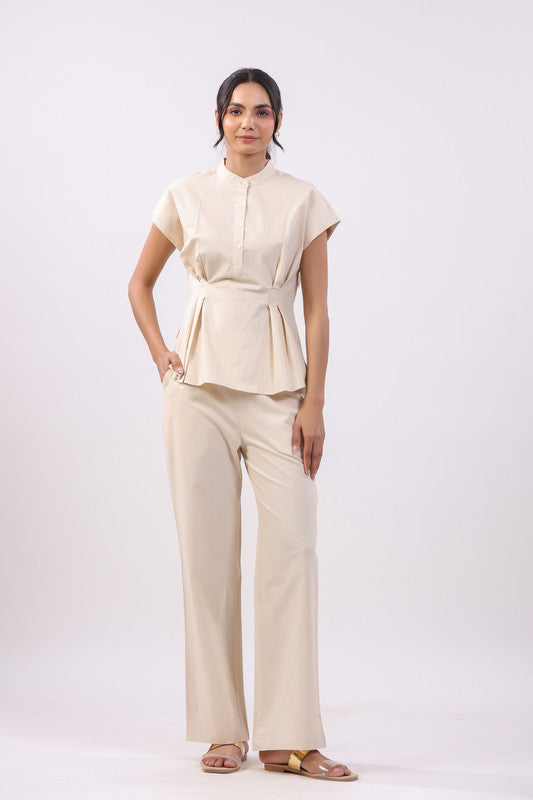 Ivory Grace Pleated Poplin Cotton Co-ord Set