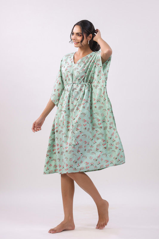 Mint Blossom Kaftan Dress