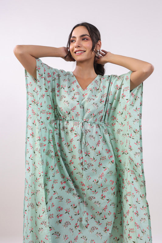 Mint Blossom Kaftan Dress