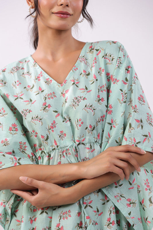 Mint Blossom Kaftan Dress