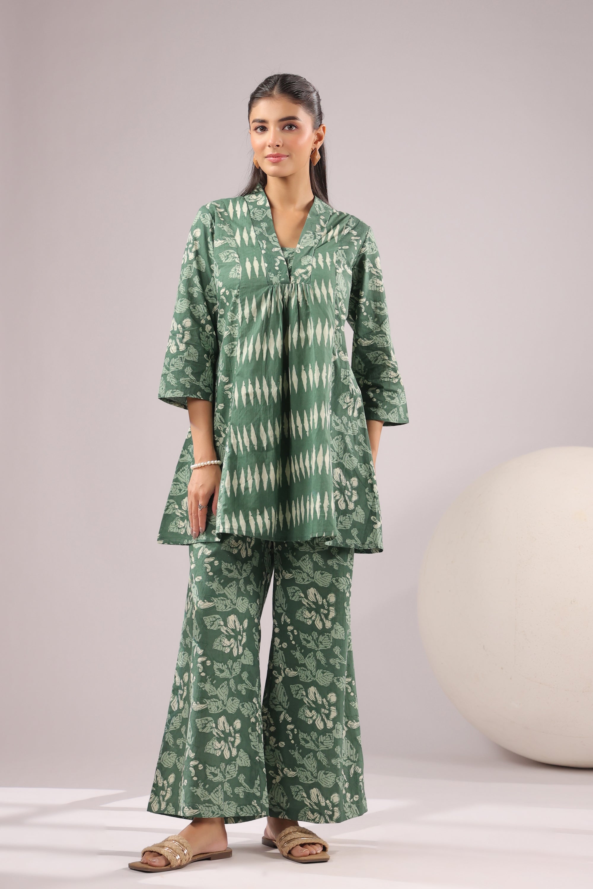 Sage Harmony Printed Cotton Co-ord Set