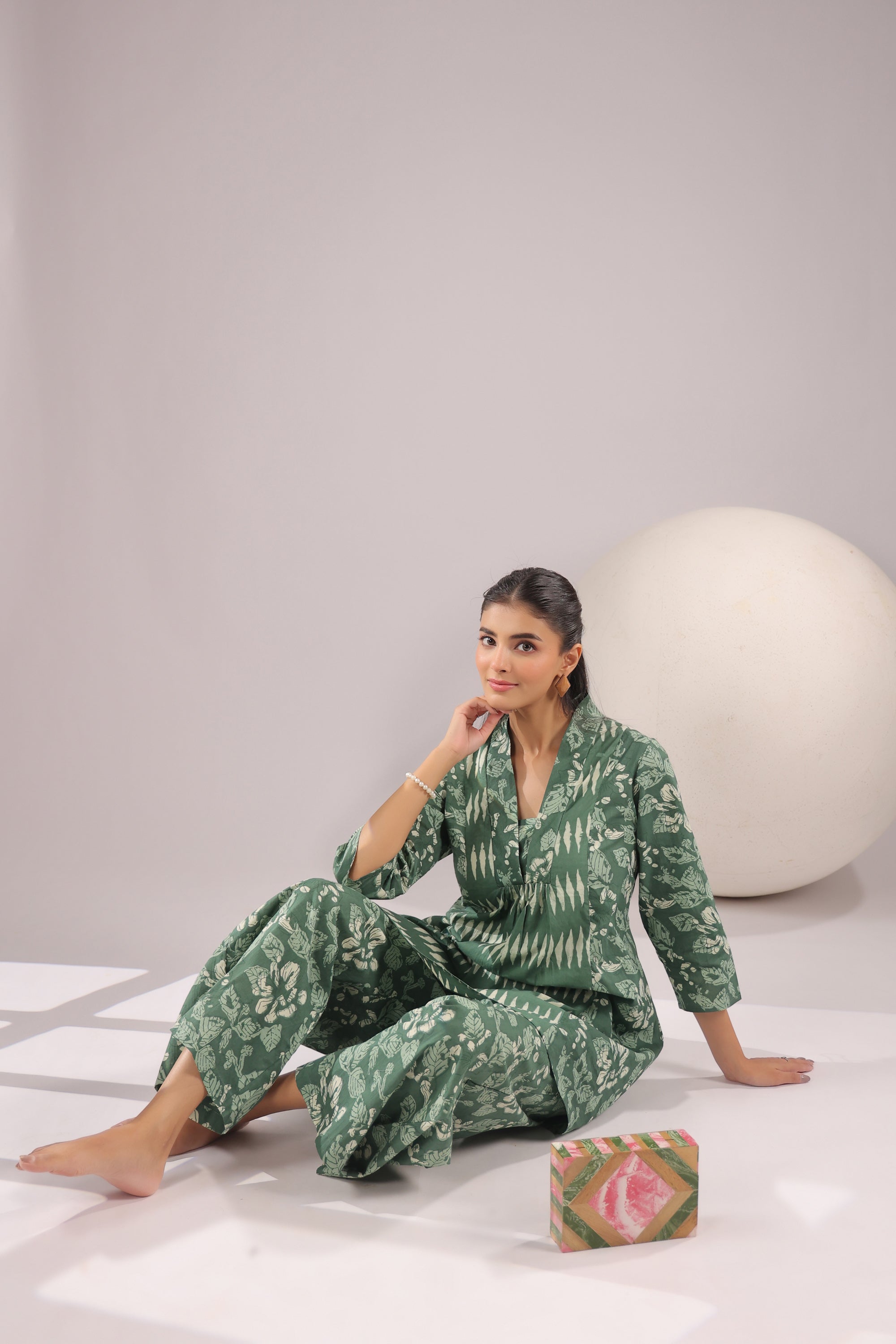 Sage Harmony Printed Cotton Co-ord Set