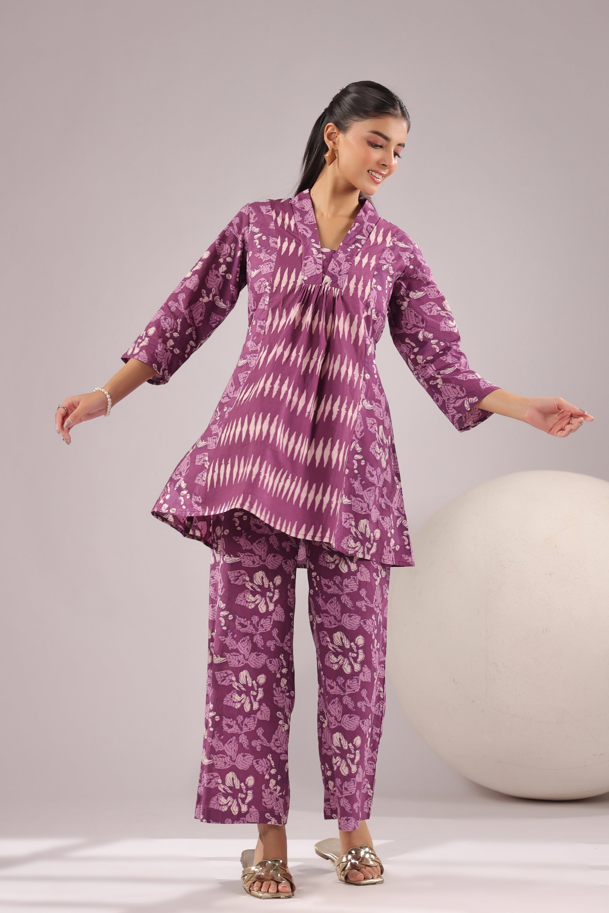 Orchid Aura Printed Cotton Co-ord Set