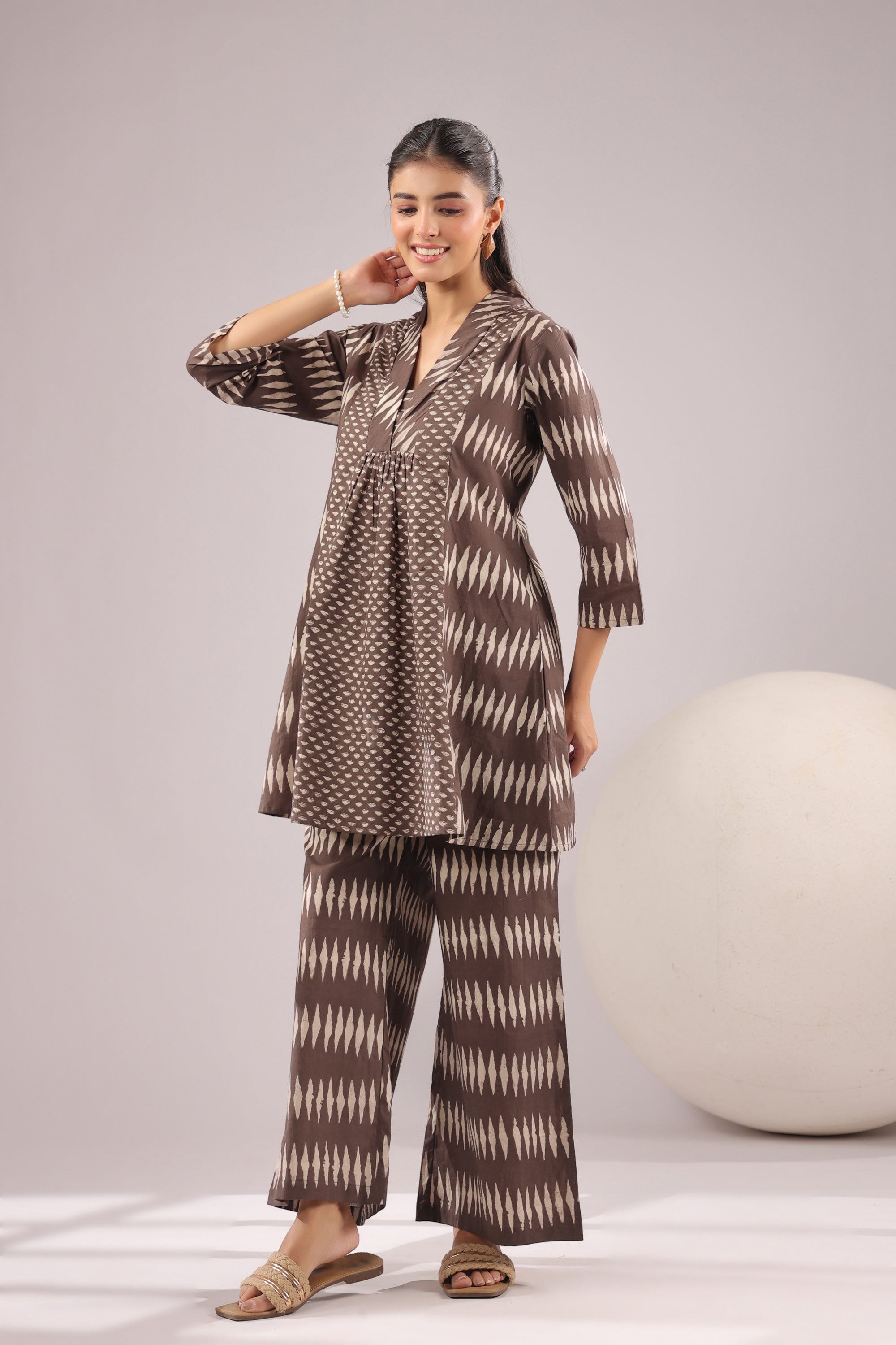 Mocha Mirage Printed Cotton Co-ord Set