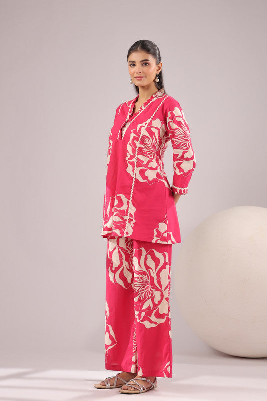 Fuchsia Bloom Printed Cotton Co-ord Set