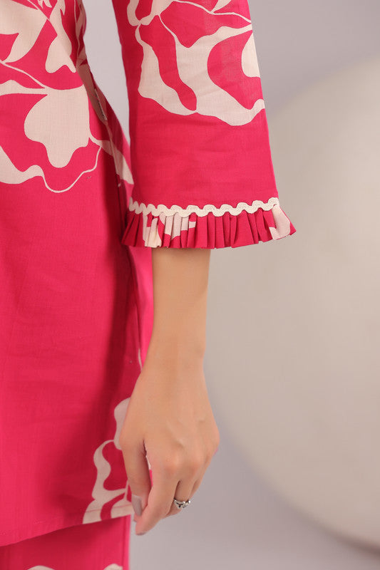 Fuchsia Bloom Printed Cotton Co-ord Set