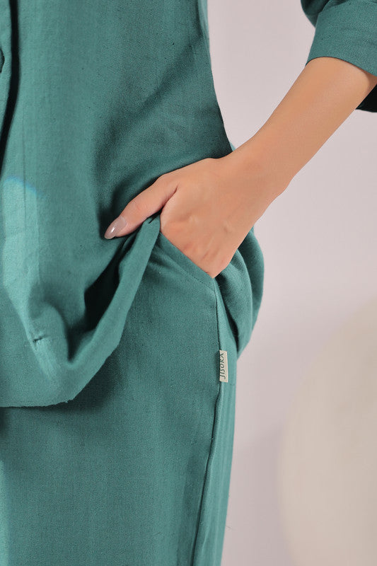 Emerald Ease Solid Cotton Flex Co-ord Set