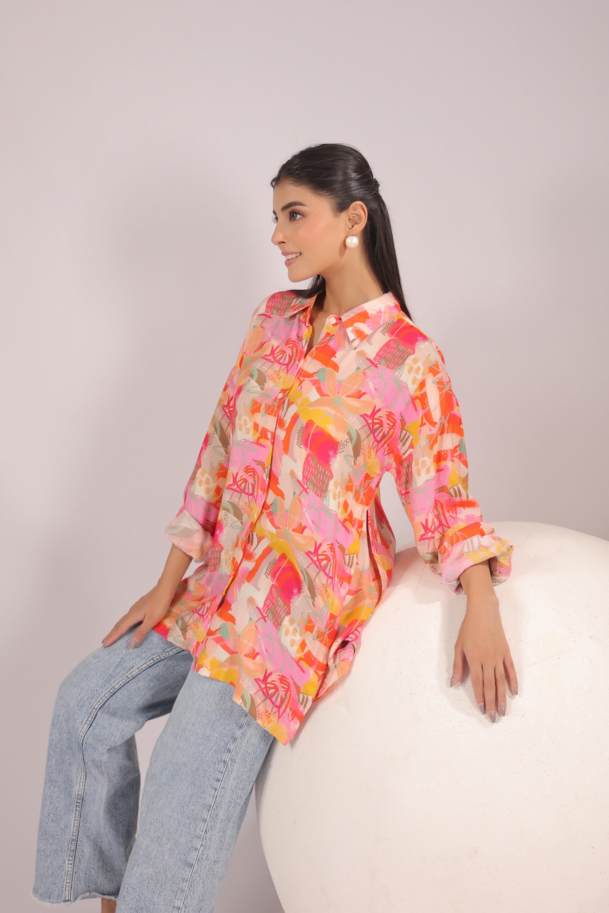 Sunset Mirage Printed Muslin Silk Shirt