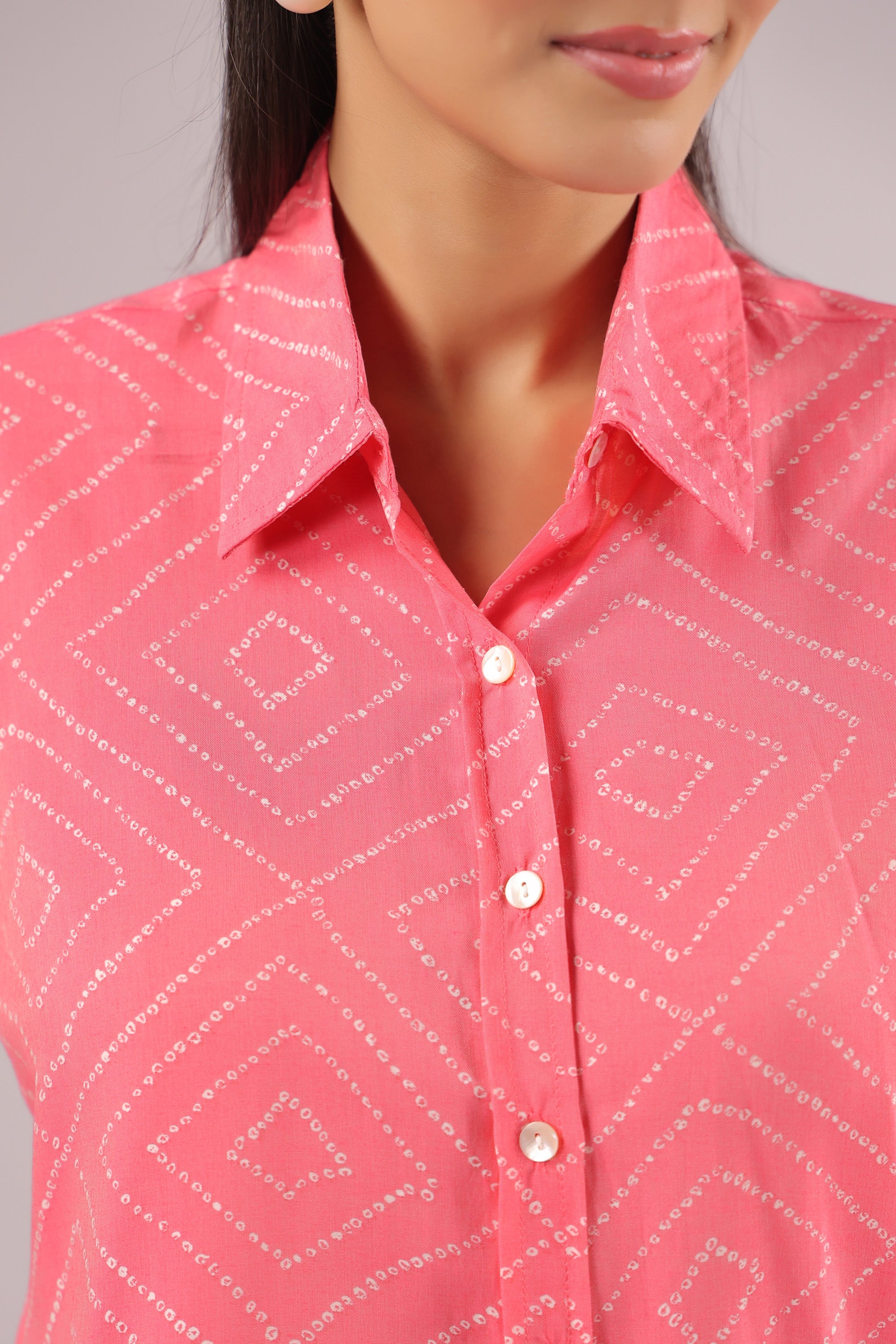 Coral Haze Printed Muslin Silk Shirt