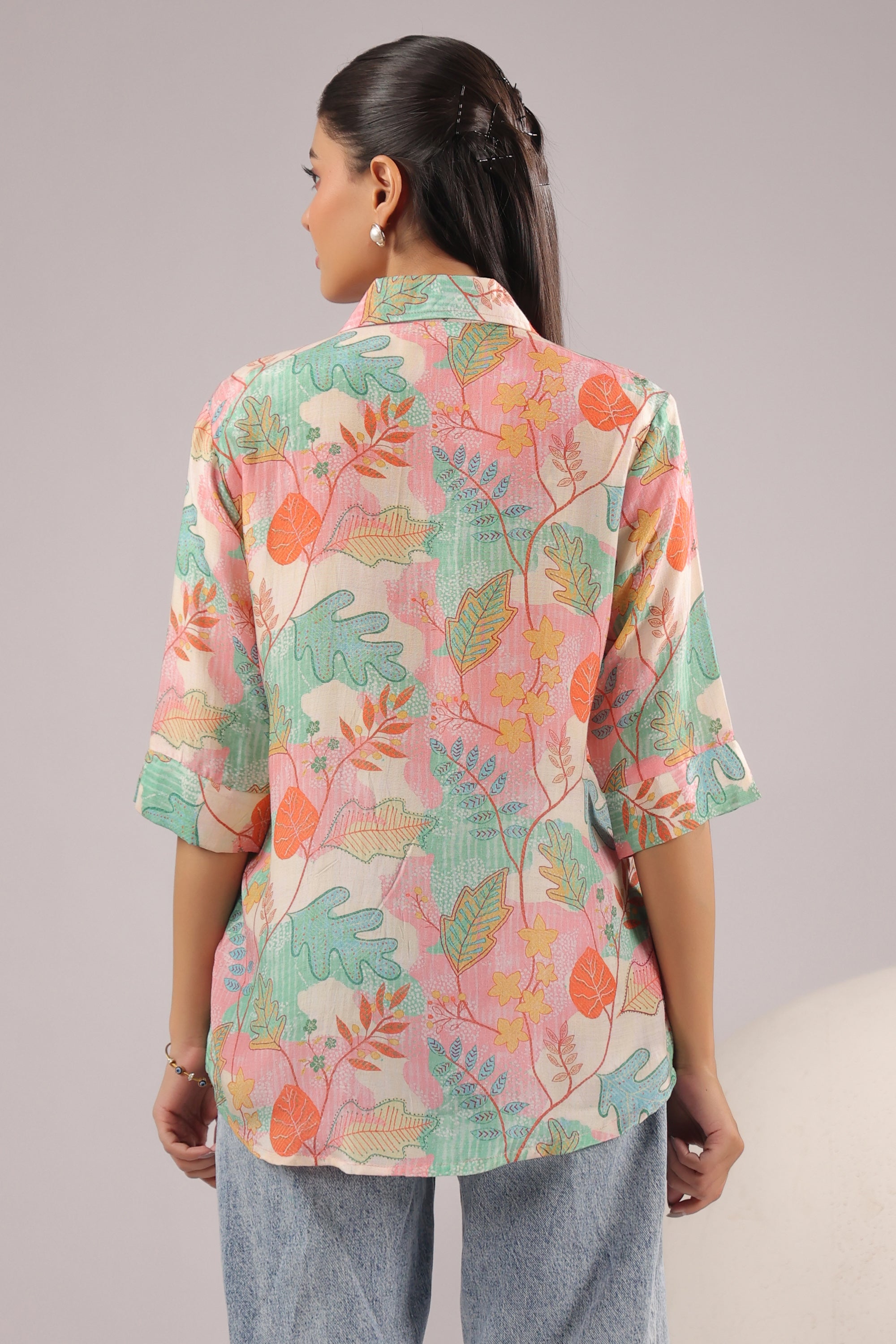 Autumn Haze Printed Muslin Silk Shirt
