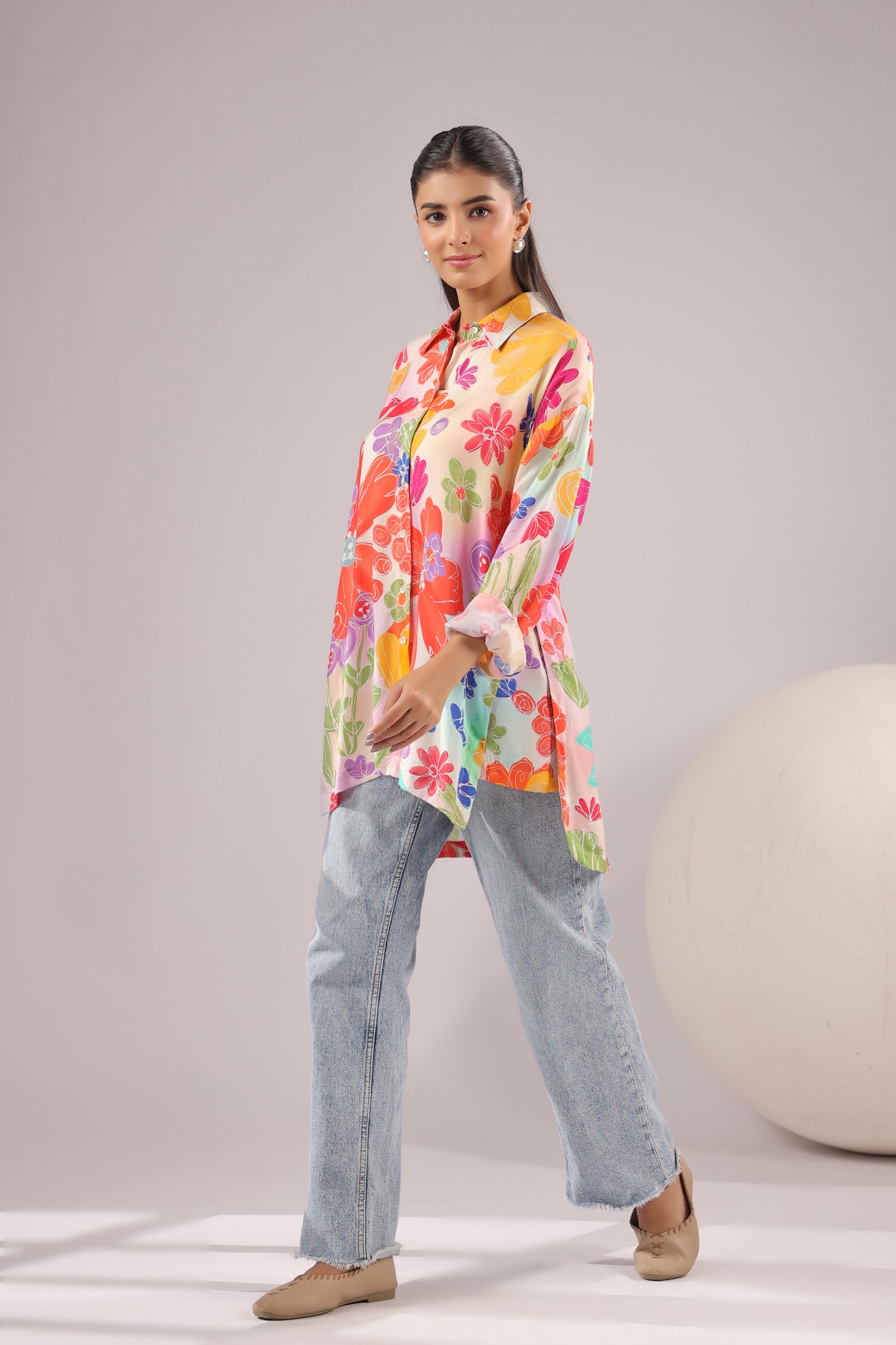 Bloom Burst Printed Muslin Silk Shirt