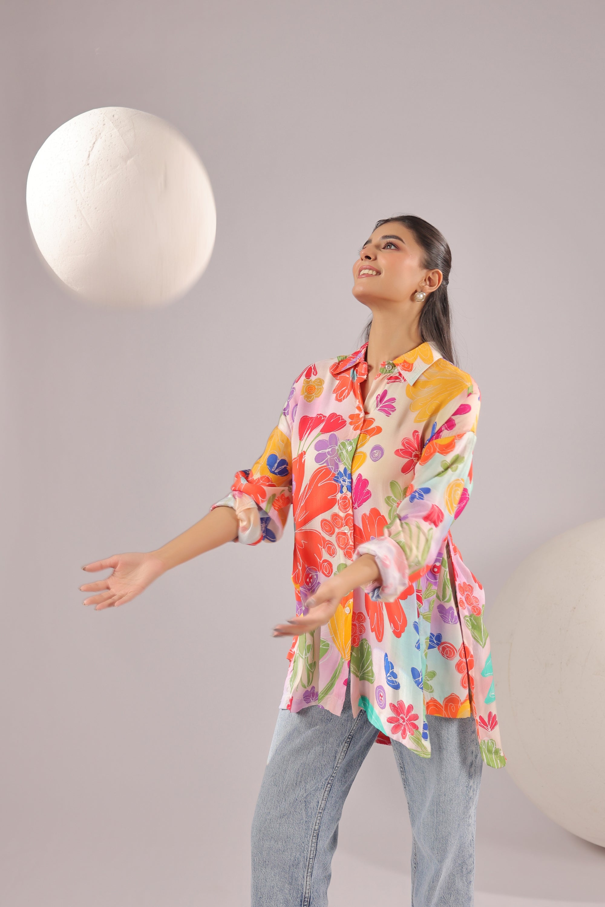 Bloom Burst Printed Muslin Silk Shirt