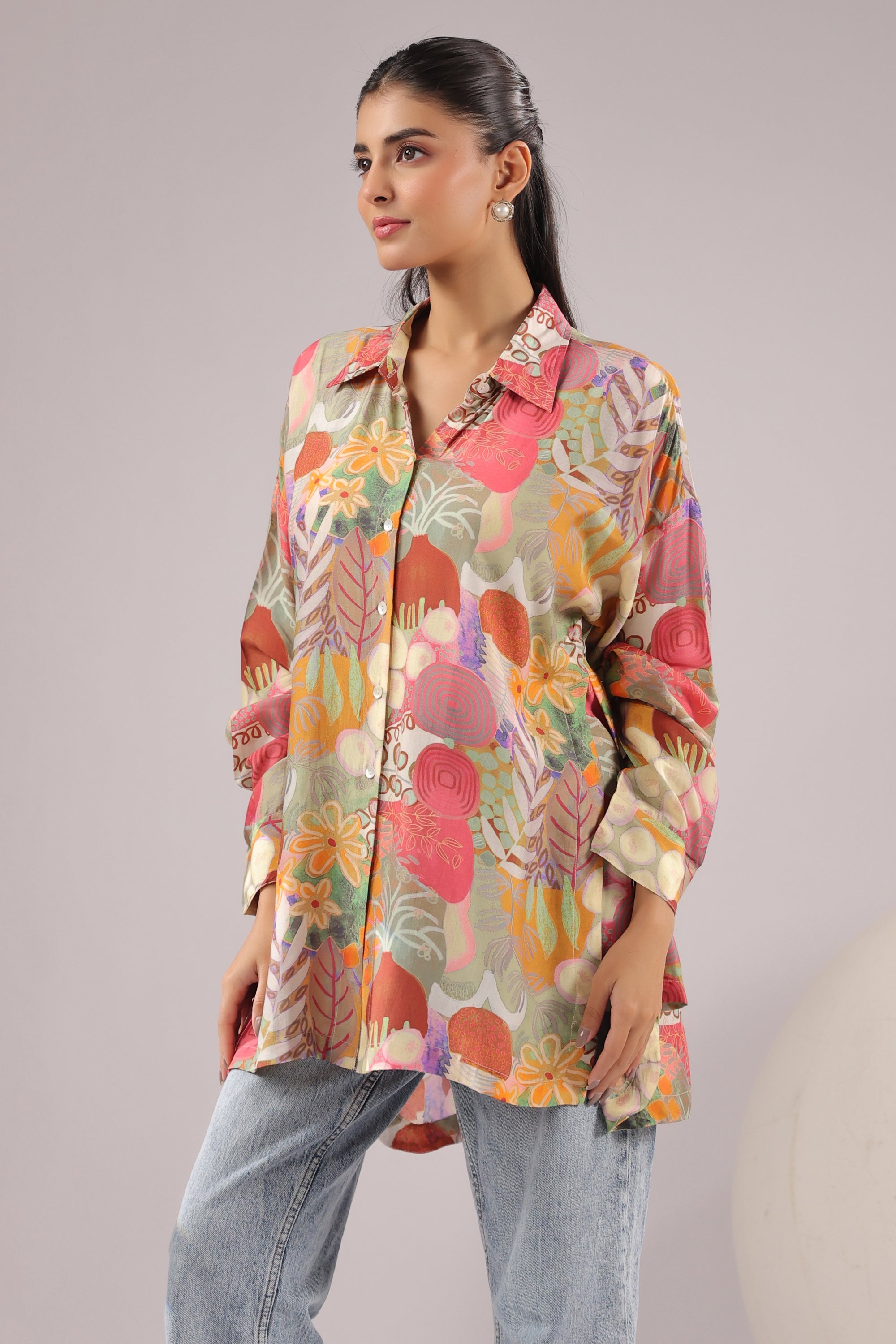 Botanic Muse Printed Muslin Silk Shirt