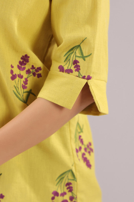 Sunny Bloom  Embroidered Cotton Flex Shirt