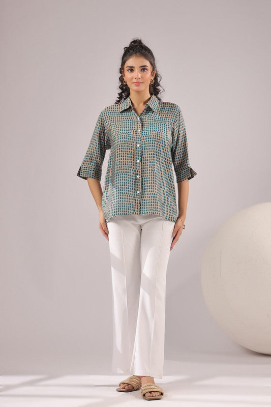 Olive Dusk Printed Muslin Silk Shirt