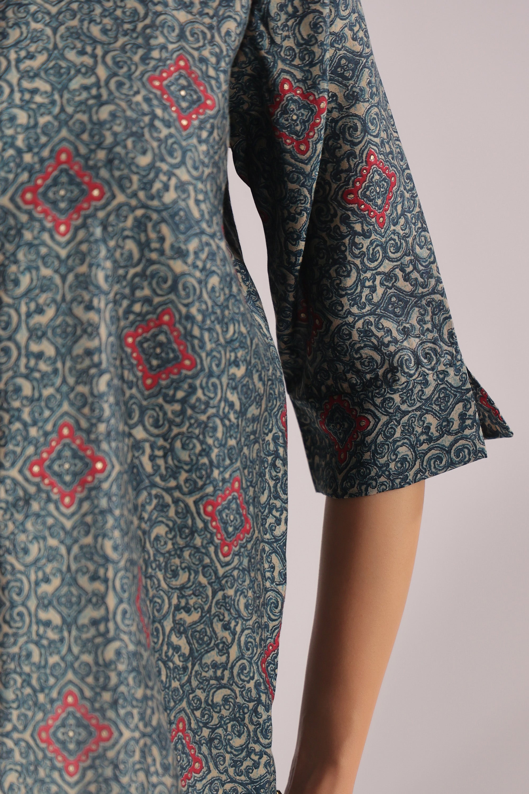 Persian Tile Printed Muslin Silk Shirt